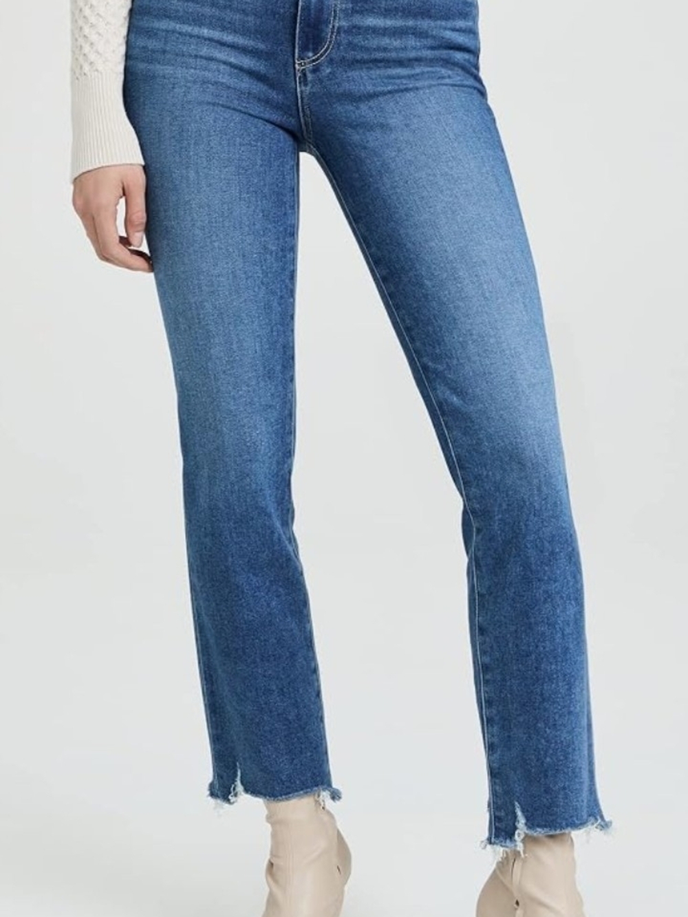 PAIGE Women's Blue Cindy Bay Cropped Jeans With Distressed Hem - Size 30